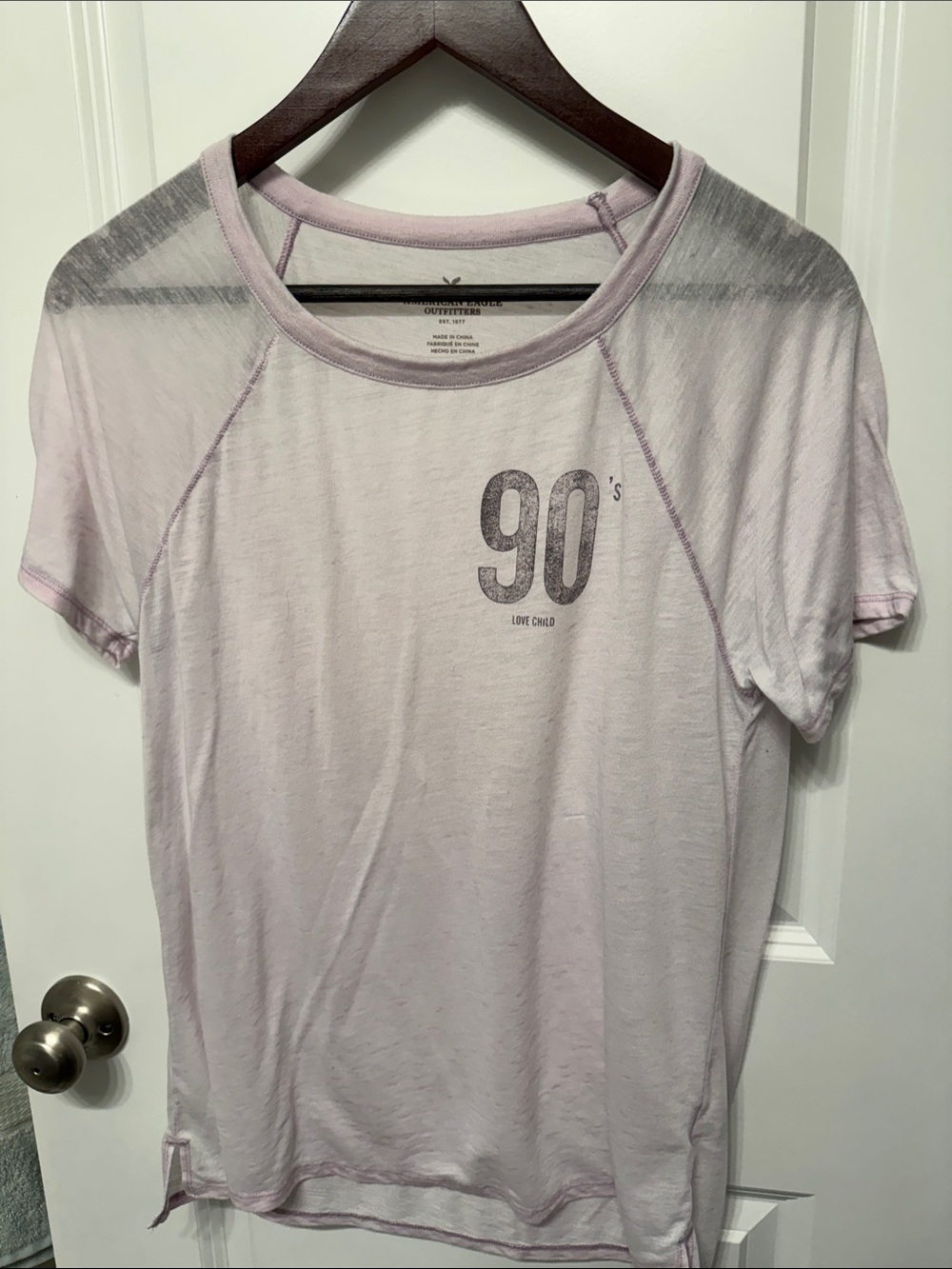 American Eagle Outfitters Lavender 90's Graphic Short Sleeve Tee